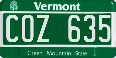 VT license plate COZ635