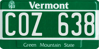 VT license plate COZ638