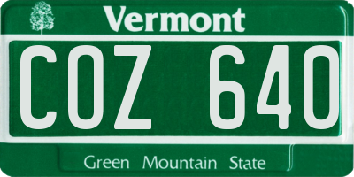 VT license plate COZ640