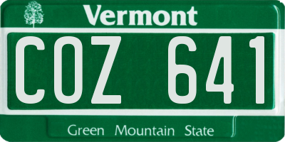 VT license plate COZ641