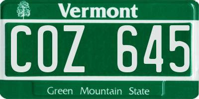 VT license plate COZ645