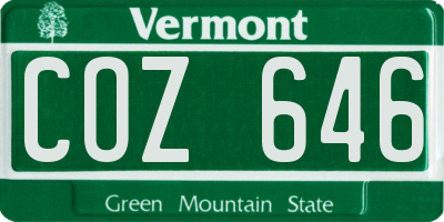 VT license plate COZ646