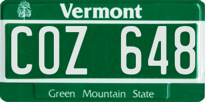 VT license plate COZ648