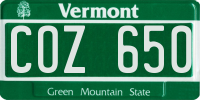 VT license plate COZ650