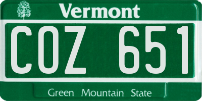 VT license plate COZ651