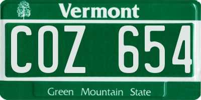 VT license plate COZ654