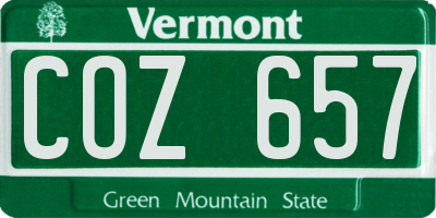 VT license plate COZ657