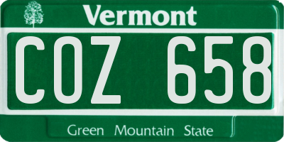 VT license plate COZ658