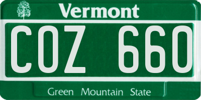 VT license plate COZ660