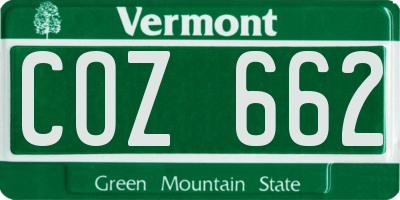 VT license plate COZ662