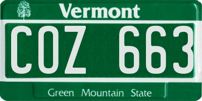 VT license plate COZ663