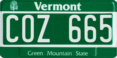 VT license plate COZ665