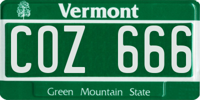 VT license plate COZ666