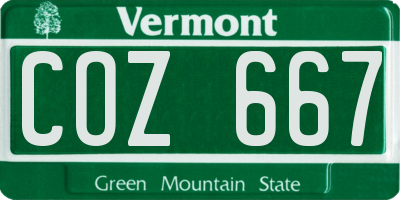 VT license plate COZ667