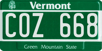 VT license plate COZ668