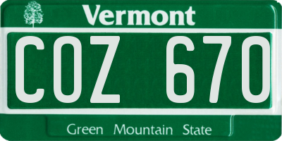 VT license plate COZ670