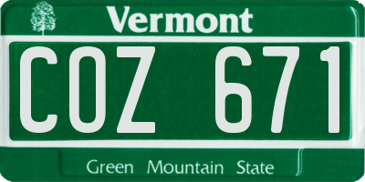 VT license plate COZ671