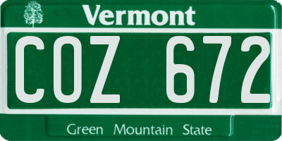 VT license plate COZ672