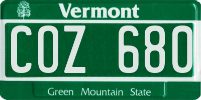 VT license plate COZ680