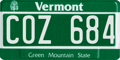 VT license plate COZ684