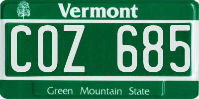 VT license plate COZ685