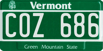 VT license plate COZ686