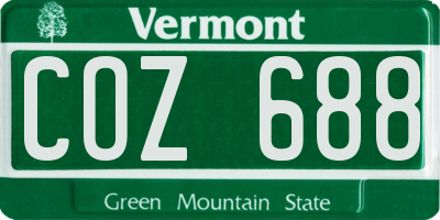 VT license plate COZ688