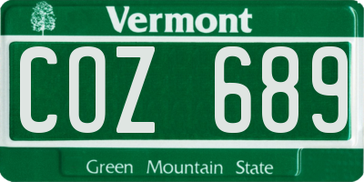 VT license plate COZ689