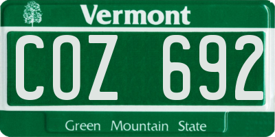 VT license plate COZ692