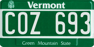 VT license plate COZ693