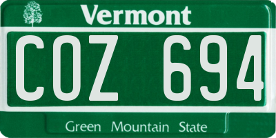 VT license plate COZ694