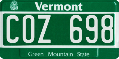 VT license plate COZ698