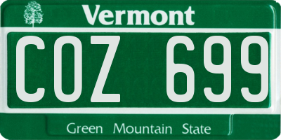 VT license plate COZ699