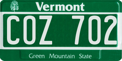 VT license plate COZ702