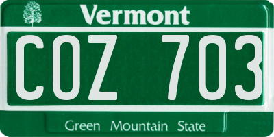 VT license plate COZ703