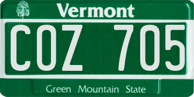 VT license plate COZ705