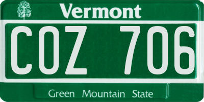 VT license plate COZ706