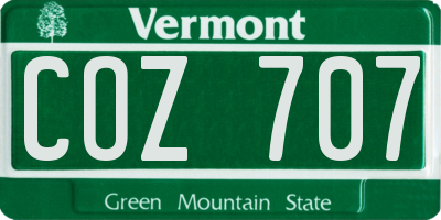 VT license plate COZ707