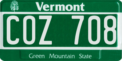 VT license plate COZ708