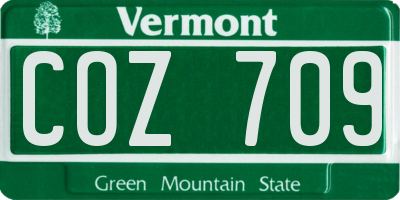VT license plate COZ709