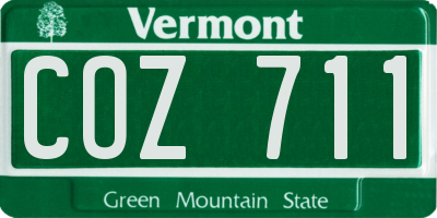 VT license plate COZ711