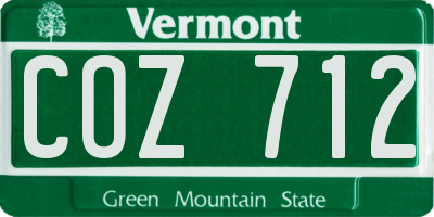 VT license plate COZ712