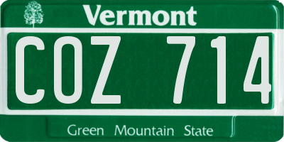 VT license plate COZ714