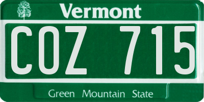VT license plate COZ715