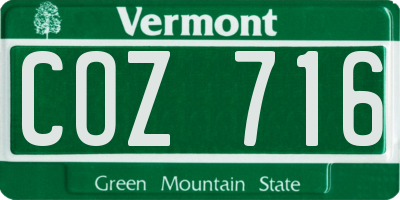 VT license plate COZ716