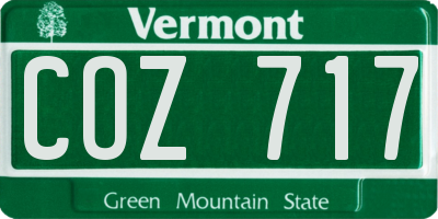 VT license plate COZ717
