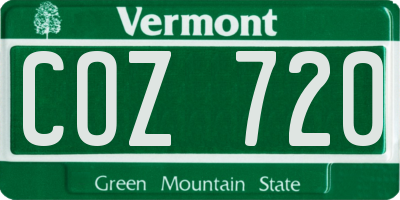 VT license plate COZ720