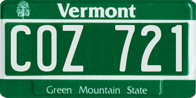 VT license plate COZ721