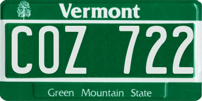 VT license plate COZ722