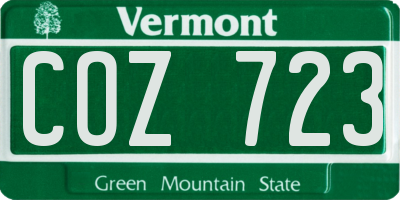 VT license plate COZ723